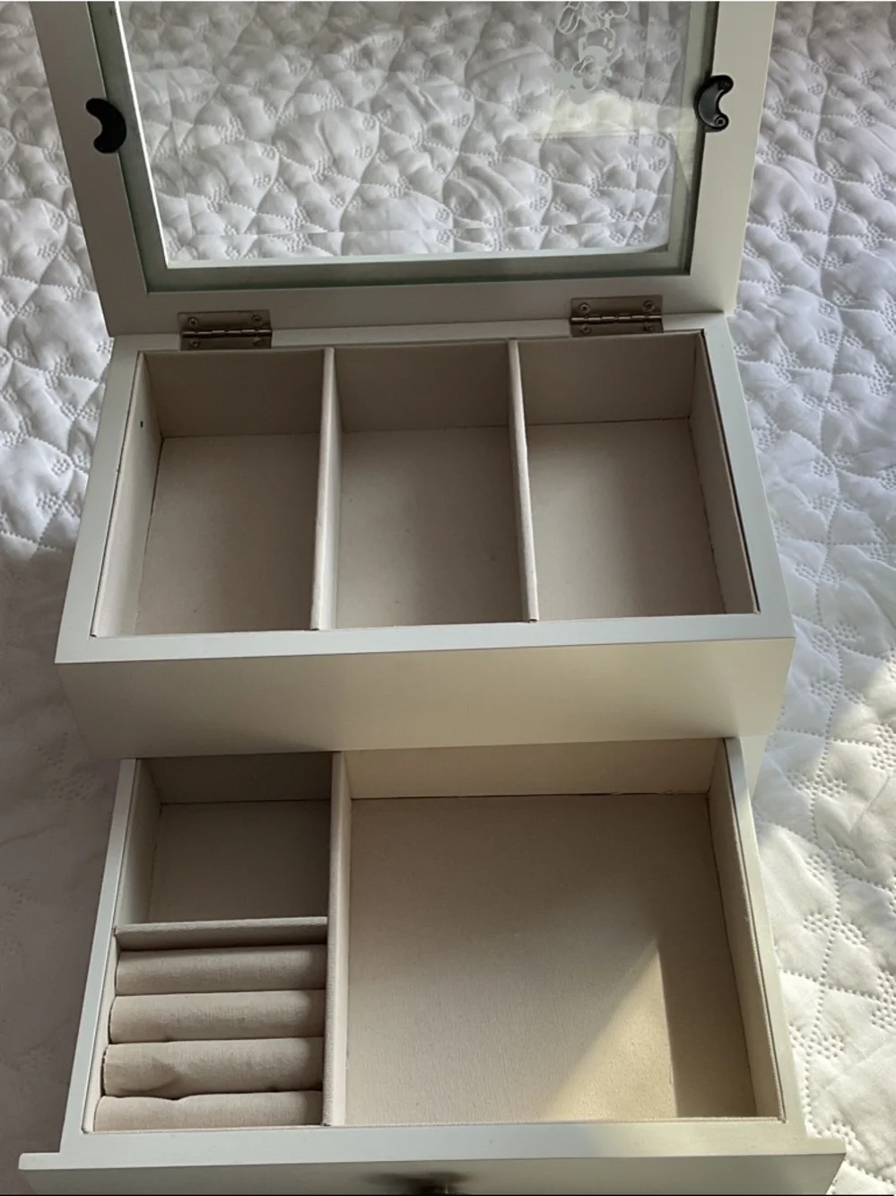 Disney Silver-Gray Jewelry Organizer Box with Mickey Glass Top